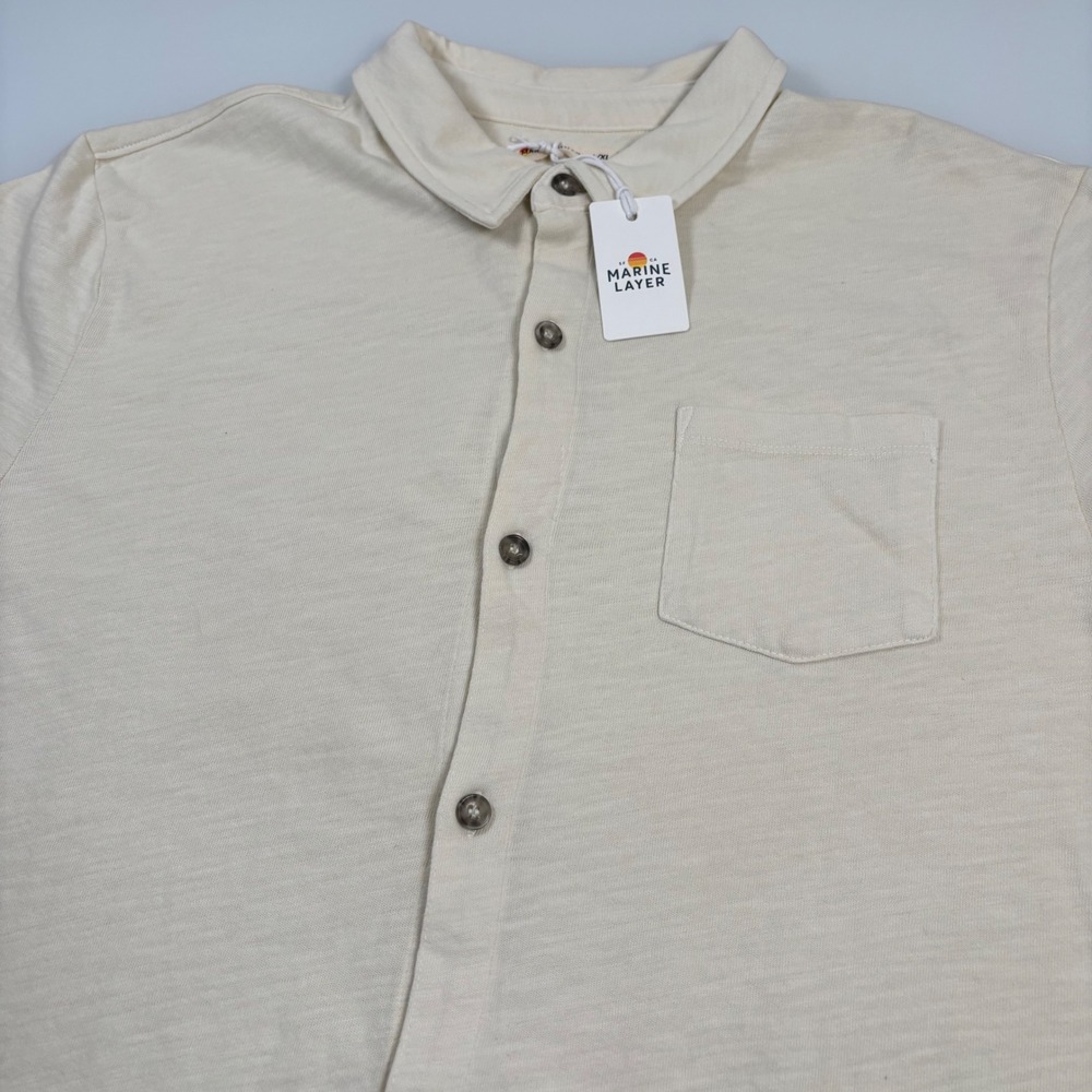 Marine‎ Layer Mens L/XL White Vintage Heavy Slub Button Down NEW Shirt